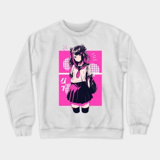 Kawaii Anime School Girl Crewneck Sweatshirt